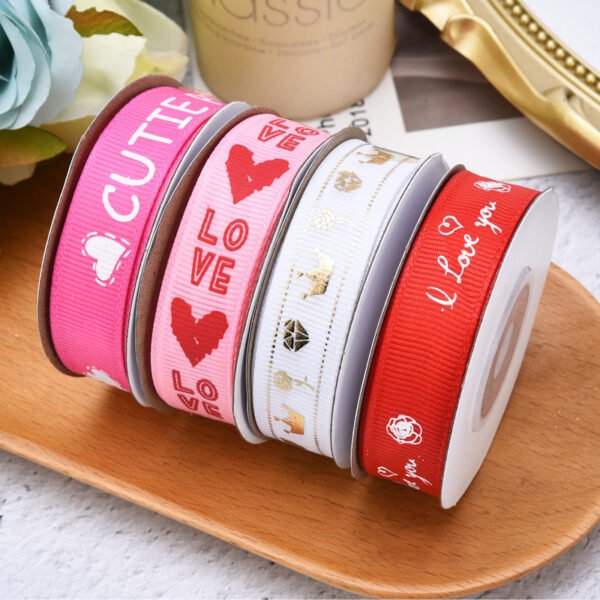 Packing Ribbon Love Pattern Flowers Ribbon Wedding Celebration Decoration Ribbon - Image 10