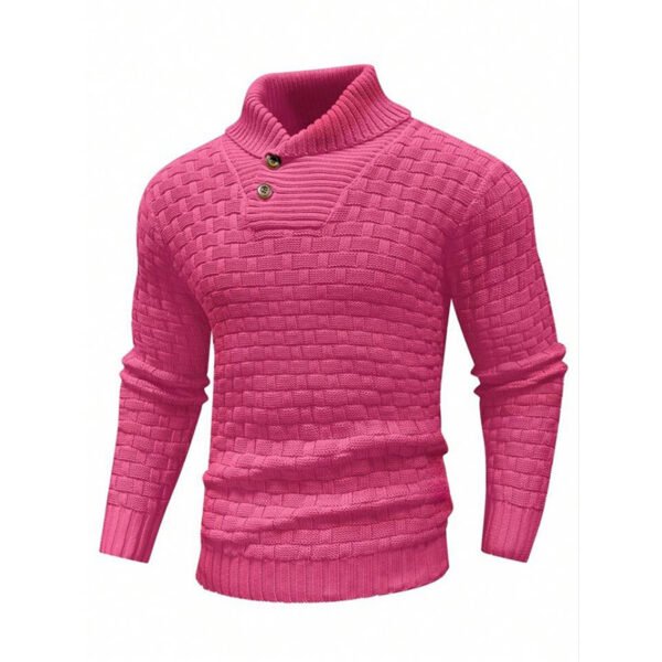 Men's Slim Turtleneck Sweater With Button Design Fashion Casual Solid Color Pullover Top Clothing - Image 7