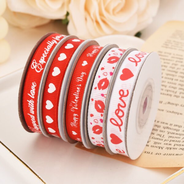 Packing Ribbon Love Pattern Flowers Ribbon Wedding Celebration Decoration Ribbon - Image 5