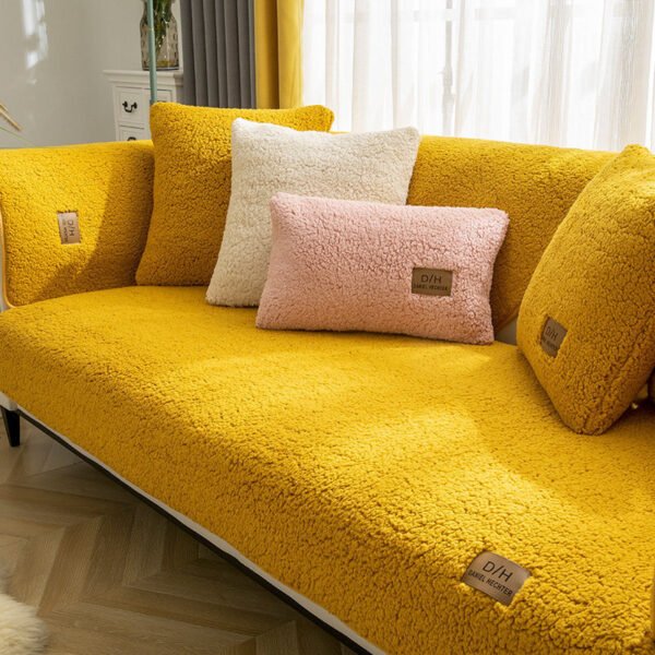 Modern Solid Color Winter Lamb Wool Sofa Towel Thicken Plush Soft And Smooth Sofa Covers For Living Room Anti-slip Couch Cover - Image 7