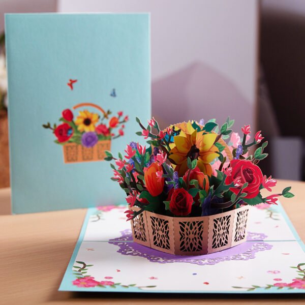 3D PopUp Flower Bouquet Cards Gifts Anniversary PopUp Mom Floral Bouquet Wife Invitation Card Greeting Cards Mothers Day Cards Postcard - Image 8