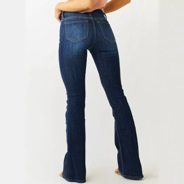 Ladies Mid Waist Slim-fit Stretch Flared Jeans - Image 3