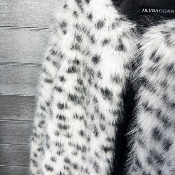 Fur Black And White Spots Women's Short Coat - Image 3