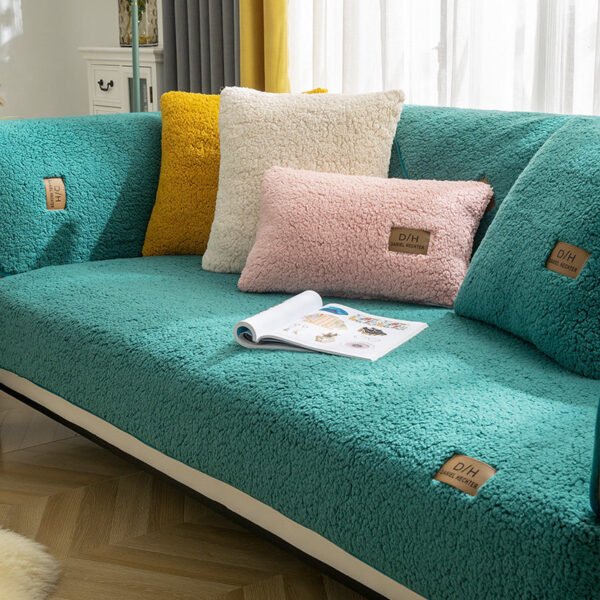 Modern Solid Color Winter Lamb Wool Sofa Towel Thicken Plush Soft And Smooth Sofa Covers For Living Room Anti-slip Couch Cover - Image 10