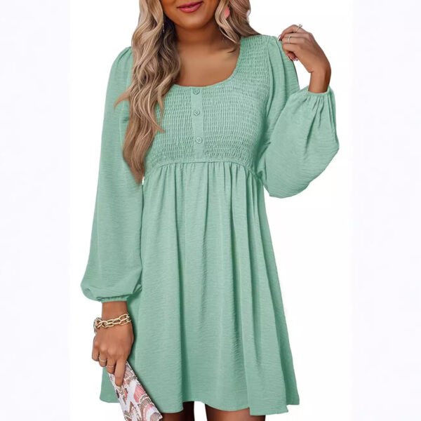 Long Sleeve High Waist A- Line Mini Dress - Image 10