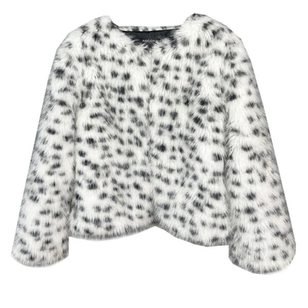 Fur Black And White Spots Women's Short Coat - Image 2