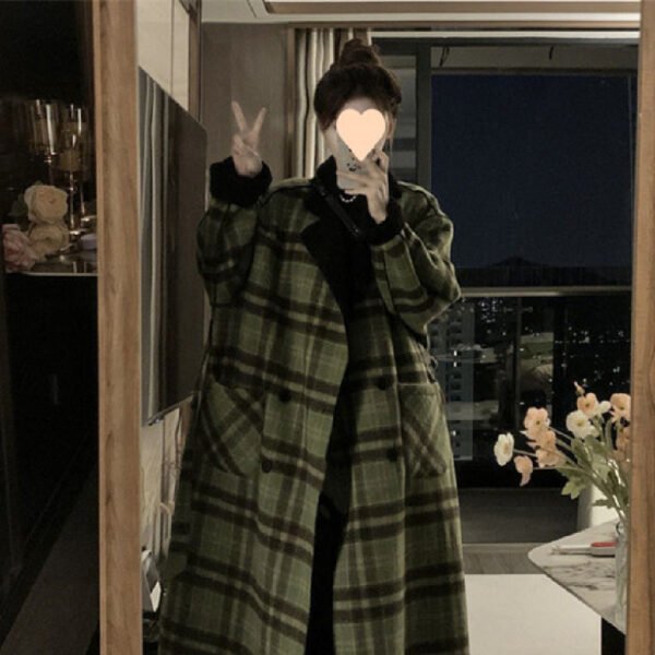 Double-sided Wear Plaid Woolen Coat Women