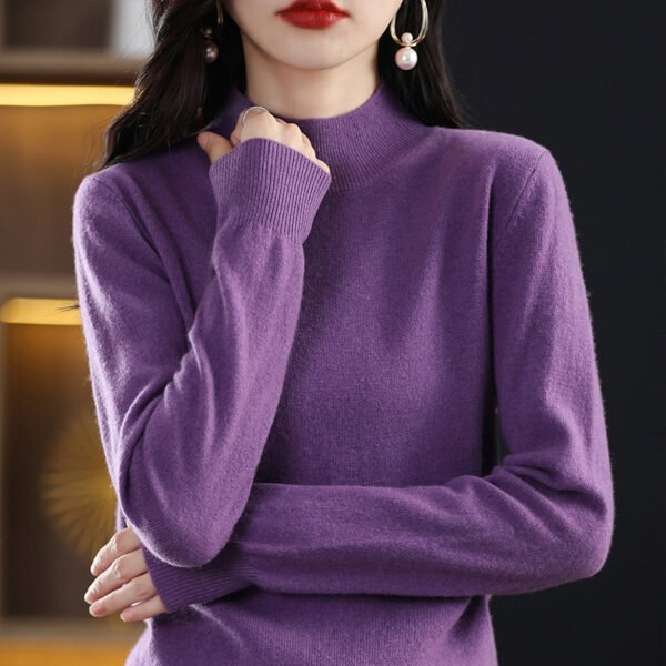 Loose Slimming Thickened New Wool Women's Half Turtleneck Knitted Sweater - Image 6