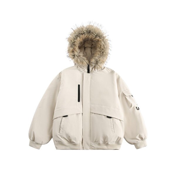 Retro Fur Collar Hood Parka Down Jacket Women's Winter Thickened - Image 2