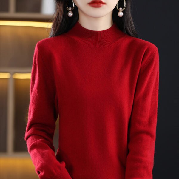 Loose Slimming Thickened New Wool Women's Half Turtleneck Knitted Sweater - Image 10