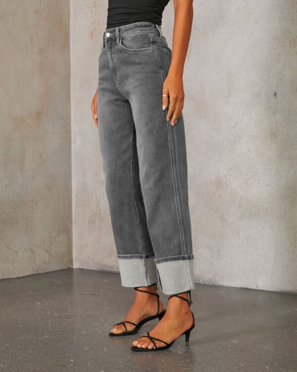 Retro Curling New Elastic Straight Jeans For Women - Image 4