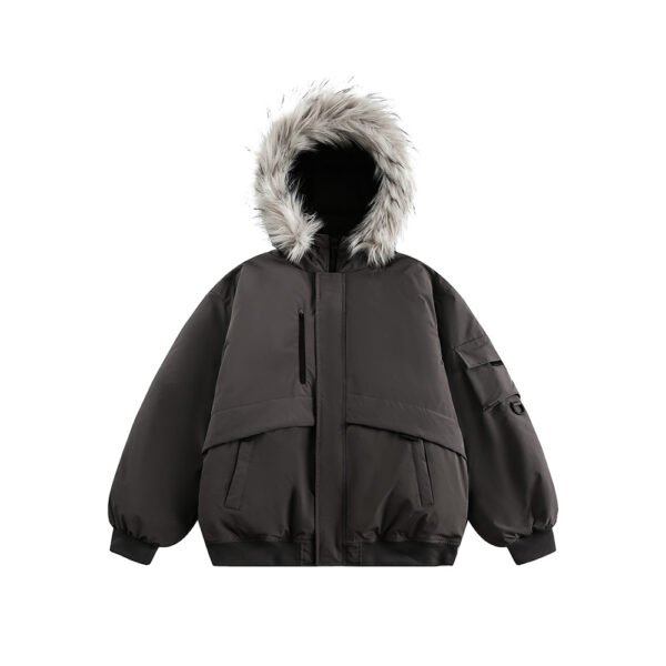 Retro Fur Collar Hood Parka Down Jacket Women's Winter Thickened - Image 6