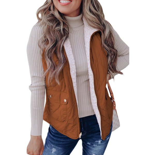 Fashion Pure Color Warm Keeping Double-sided Vest For Women - Image 8