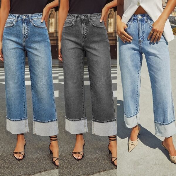 Retro Curling New Elastic Straight Jeans For Women