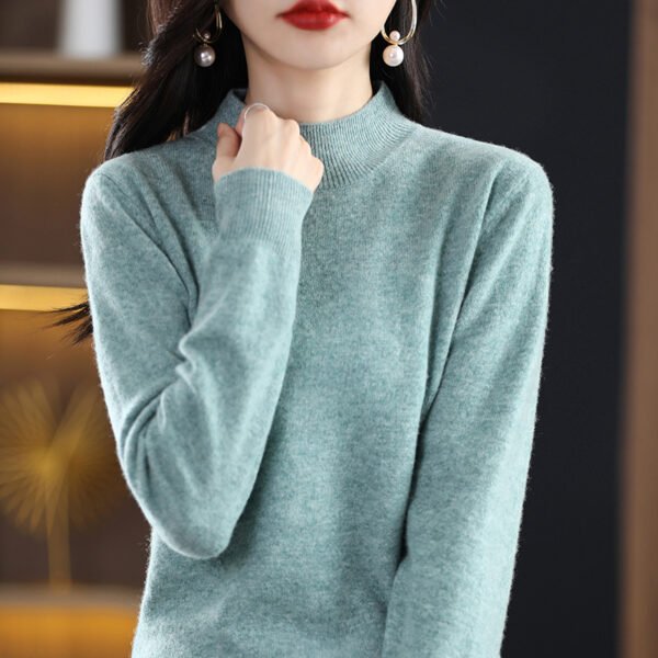 Loose Slimming Thickened New Wool Women's Half Turtleneck Knitted Sweater - Image 4