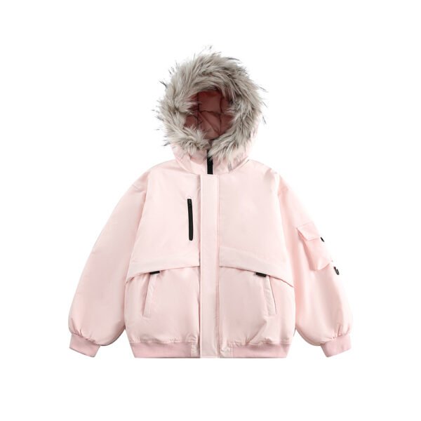 Retro Fur Collar Hood Parka Down Jacket Women's Winter Thickened - Image 3