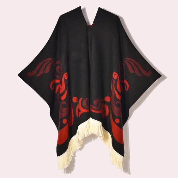 Western Denim Style Men's And Women's Shawl Tassel Pullover Keep Warm Outdoor Large Cloak - Image 7