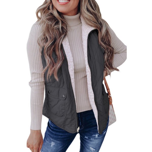 Fashion Pure Color Warm Keeping Double-sided Vest For Women - Image 3