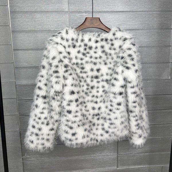 Fur Black And White Spots Women's Short Coat - Image 4