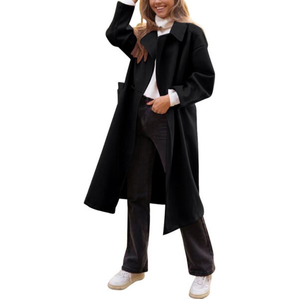 Suit Collar Black Lengthened Woolen Coat Overcoat - Image 6