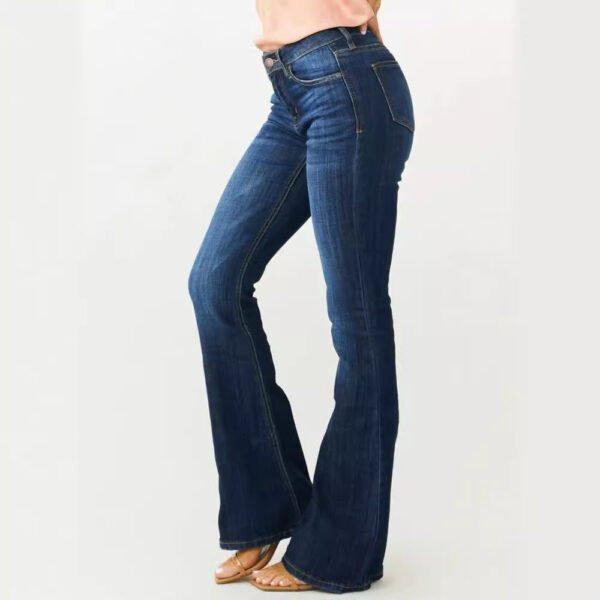 Ladies Mid Waist Slim-fit Stretch Flared Jeans - Image 6