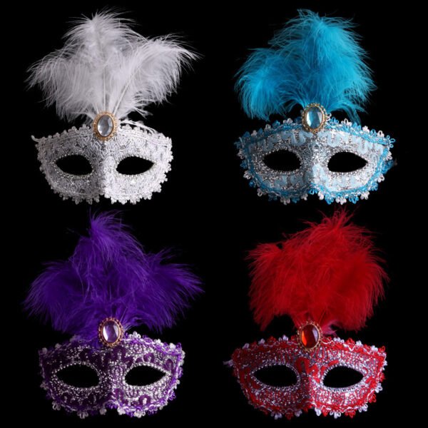 Leather Feather Mask Ball Party Mask - Image 8