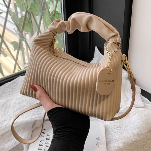 Women Fashion Crossbody Bag PU Leather Pleated Cloud Small Tote Bags Casual Simple Elegant Temperament Messenger Bags - Image 2