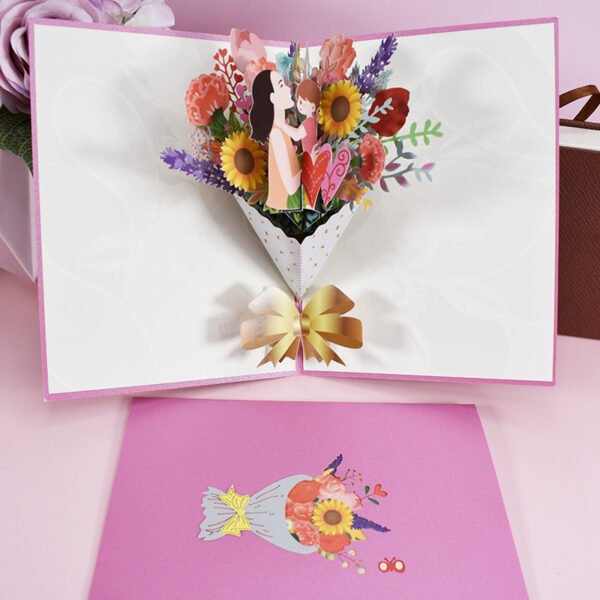 3D PopUp Flower Bouquet Cards Gifts Anniversary PopUp Mom Floral Bouquet Wife Invitation Card Greeting Cards Mothers Day Cards Postcard - Image 7