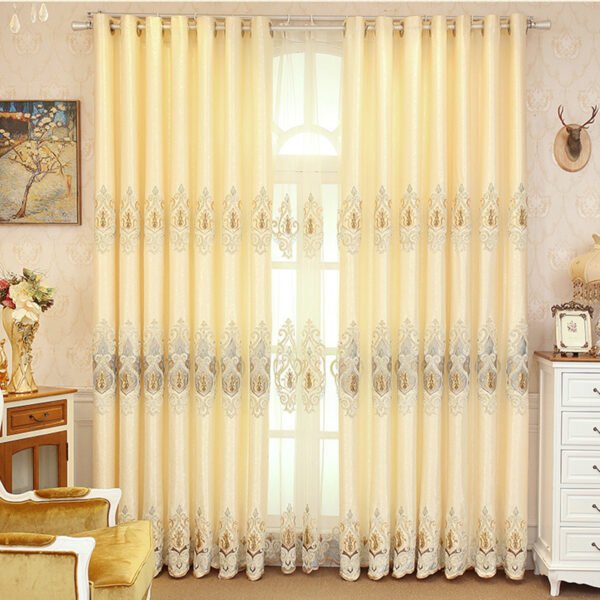 Crown European Embroidery Cloth Mesh Curtains Living Room Bedroom Simple - Image 5