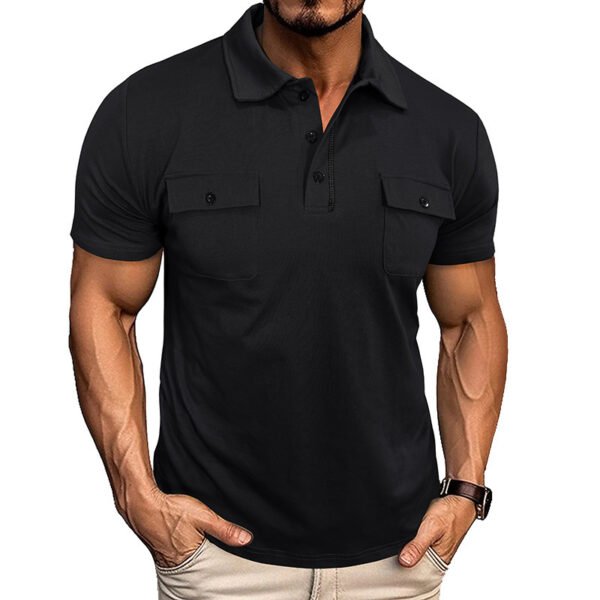 Summer Lapel Button Polo Shirt With Pockets Outdoor Fashion Short Sleeve Tops For Men Clothing - Image 9