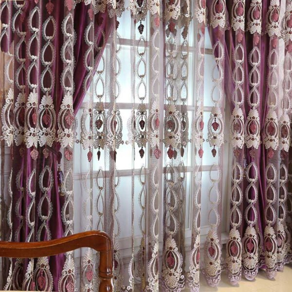 High-end Embossed Embroidered Window Screens For Living Room And Bedroom Italian Flannel Shading - Image 4