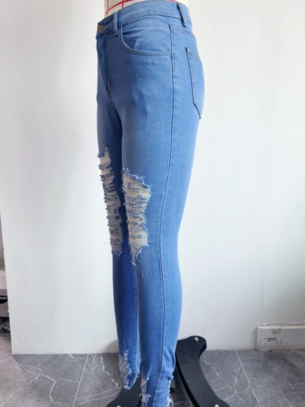 Ripped Denim Skinny Pants Women - Image 4