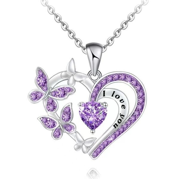 Ins Butterfly Love Necklace With Rhinestones Fashion Personality Hollow Heart-shaped Clavicle Chain Pendant Necklace For Valentine's Day - Image 8